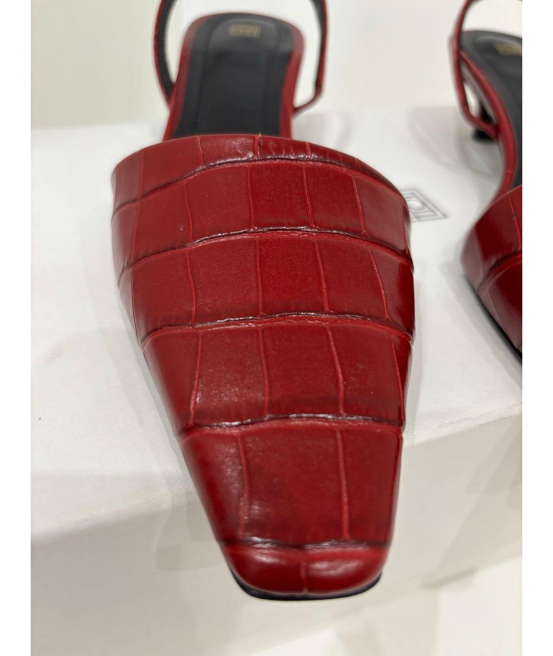 TOTEME Красные кожаные лодочки на низком каблуке, фото 2