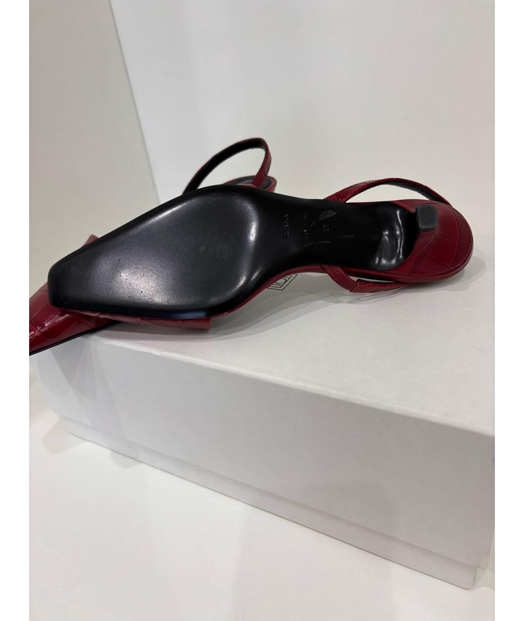 TOTEME Красные кожаные лодочки на низком каблуке, фото 3