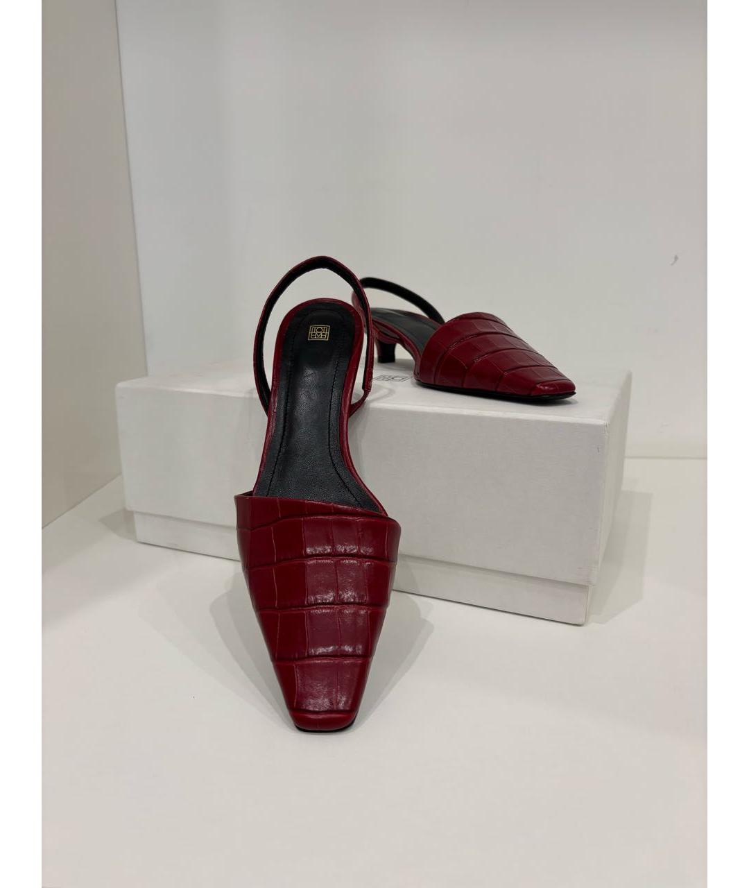 TOTEME Красные кожаные лодочки на низком каблуке, фото 4