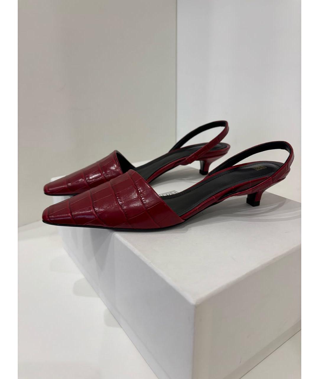 TOTEME Красные кожаные лодочки на низком каблуке, фото 6