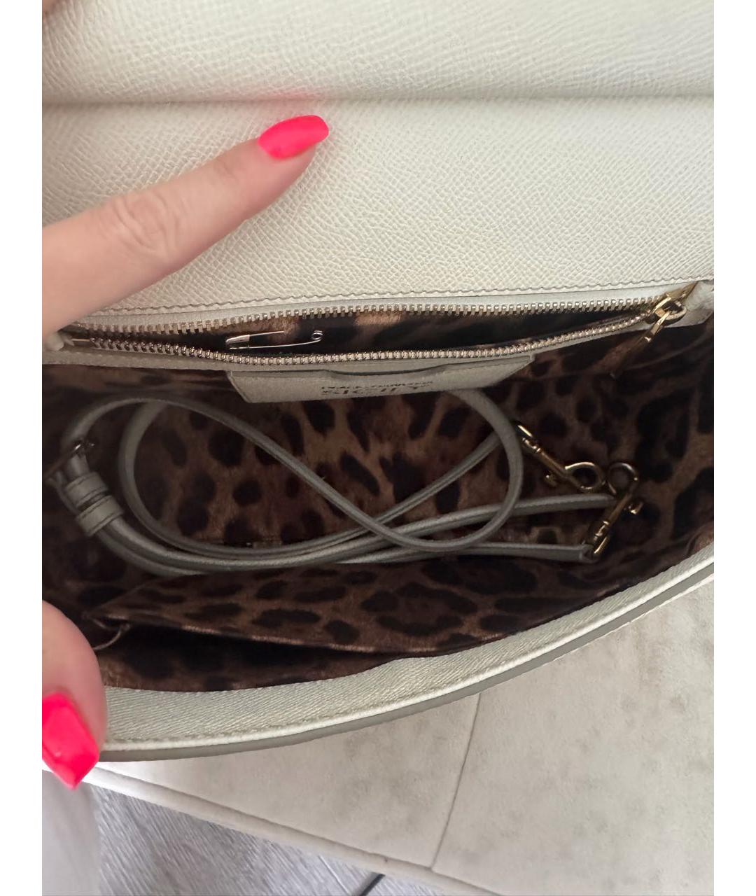 DOLCE&GABBANA Белая кожаная сумка с короткими ручками, фото 7