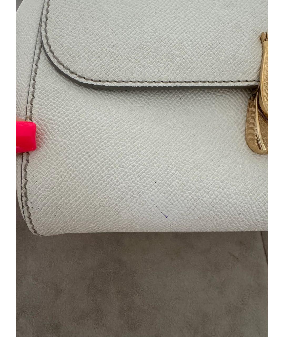 DOLCE&GABBANA Белая кожаная сумка с короткими ручками, фото 6