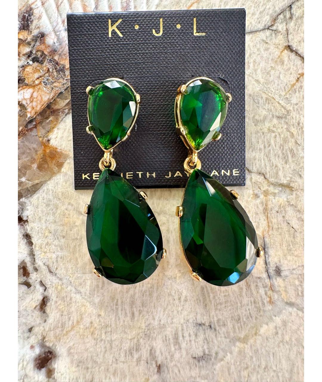 KENNETH JAY LANE Зеленые металлические серьги, фото 7