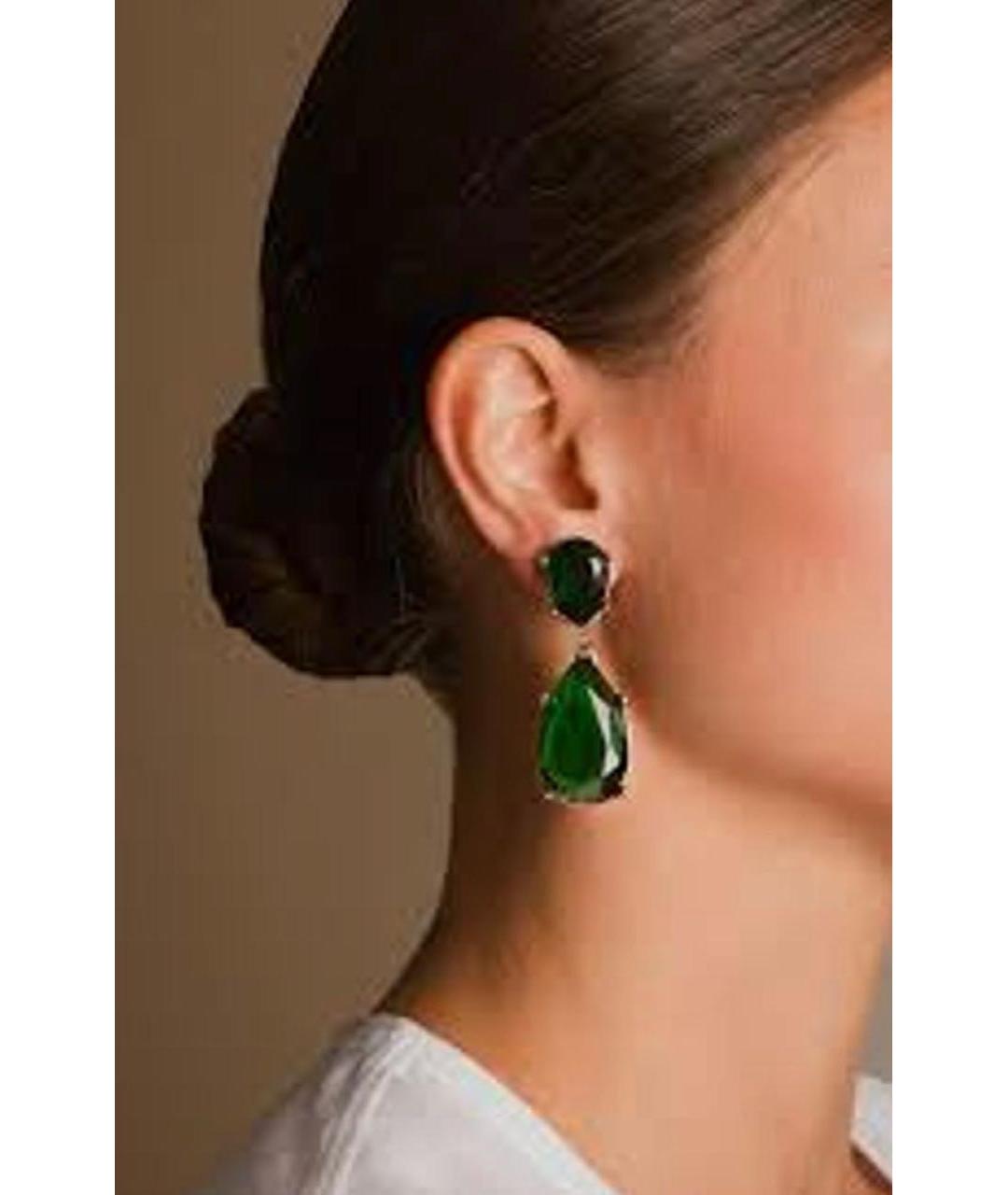 KENNETH JAY LANE Зеленые металлические серьги, фото 5