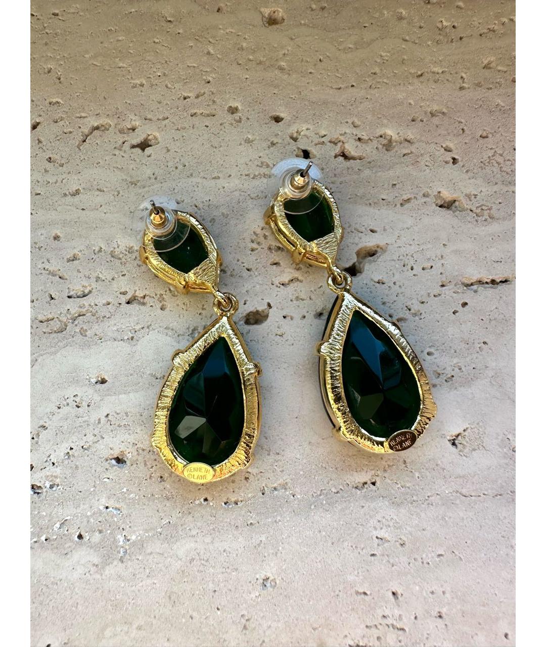 KENNETH JAY LANE Зеленые металлические серьги, фото 8