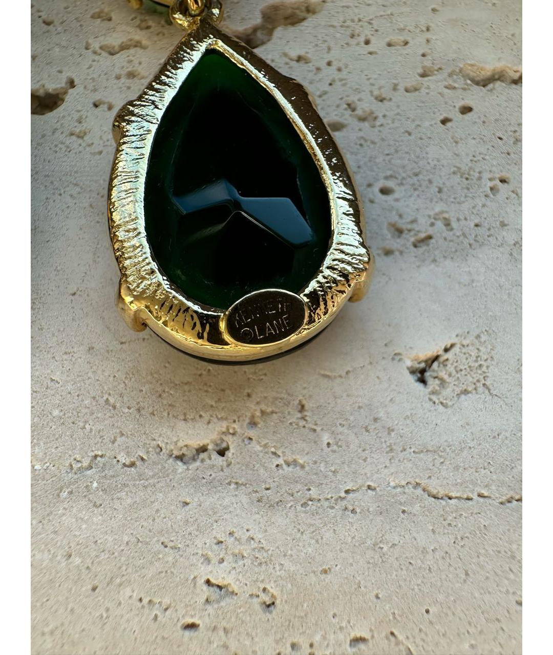 KENNETH JAY LANE Зеленые металлические серьги, фото 3