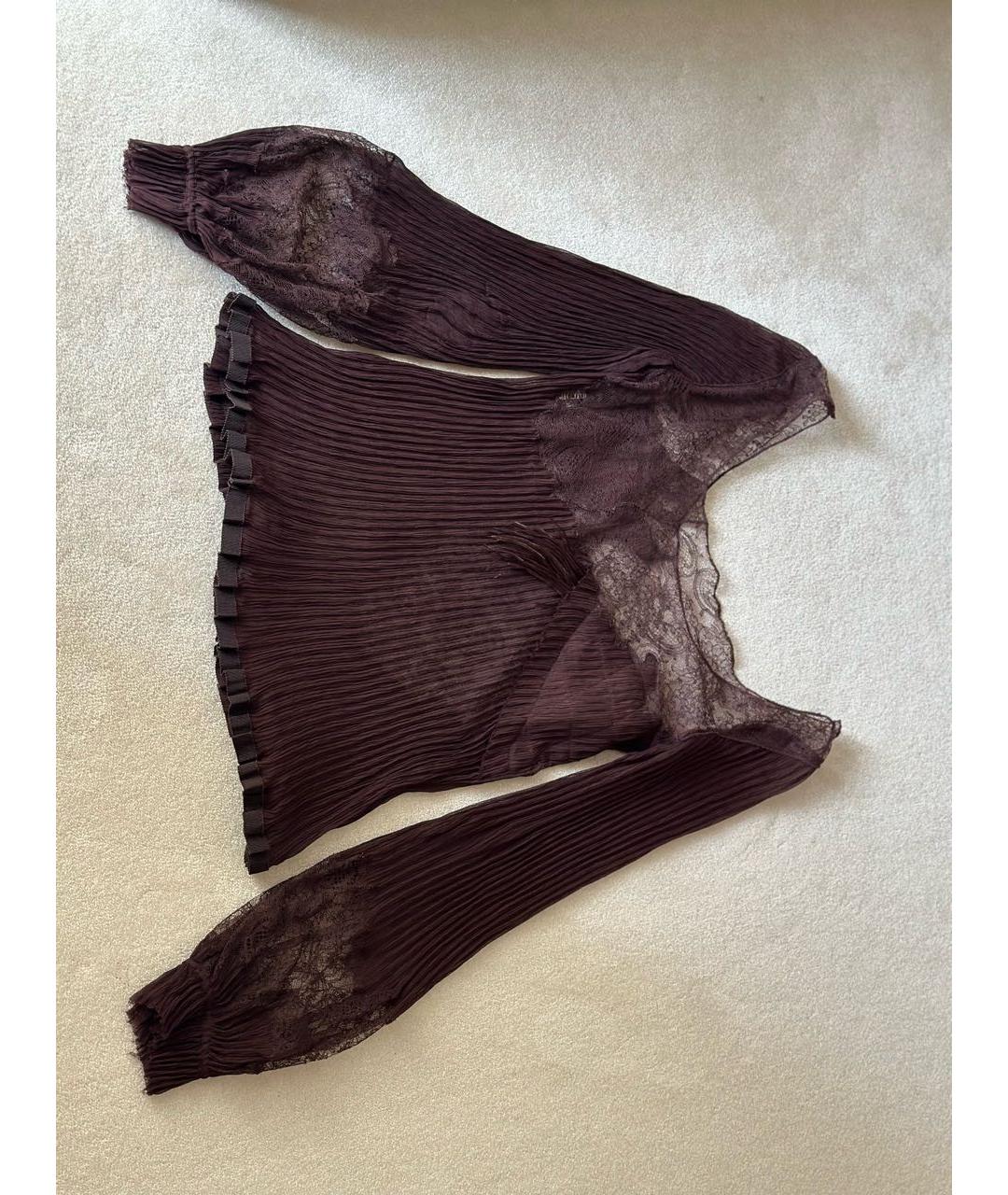 JEAN PAUL GAULTIER Коричневая шелковая блузы, фото 5