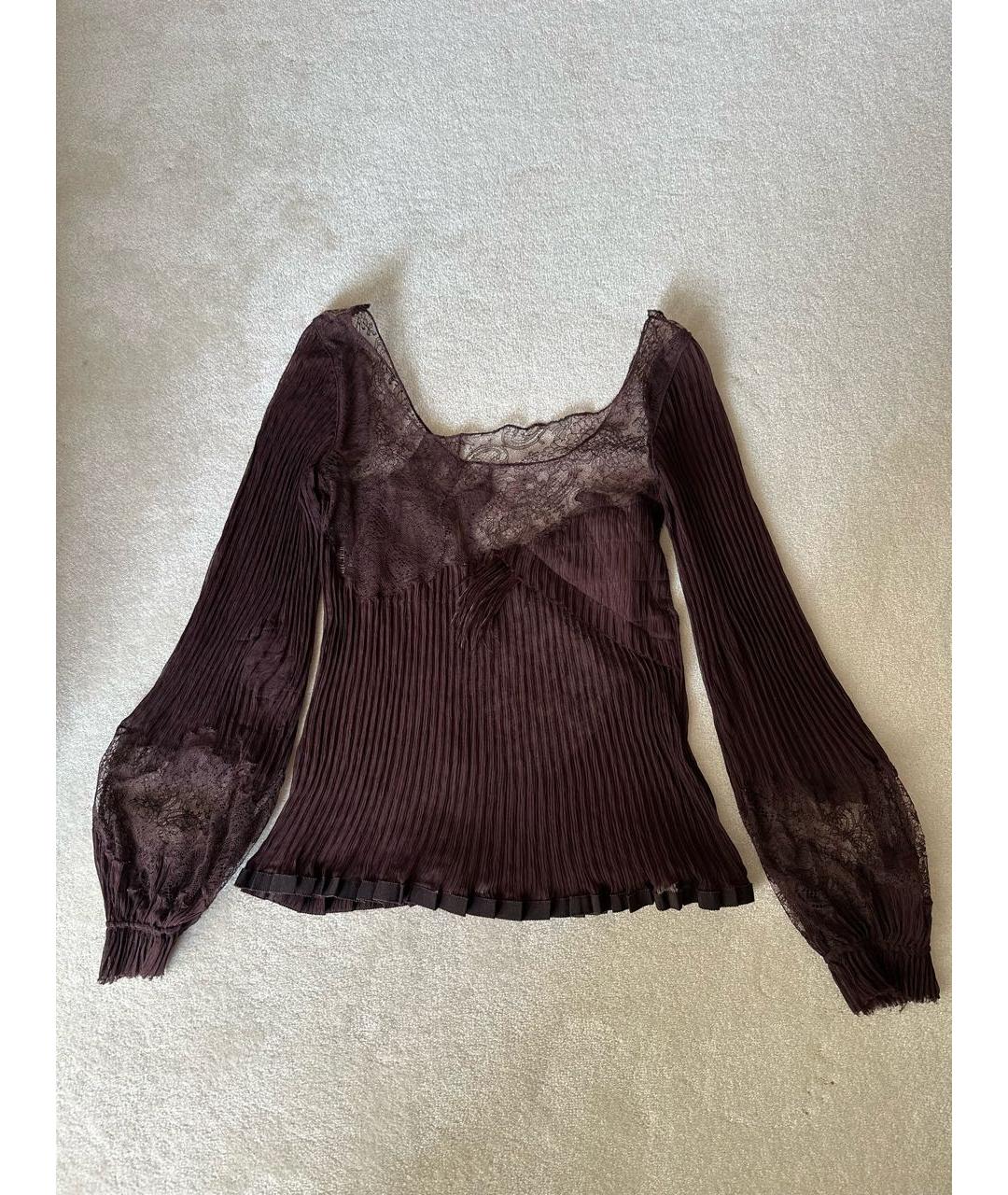 JEAN PAUL GAULTIER Коричневая шелковая блузы, фото 8