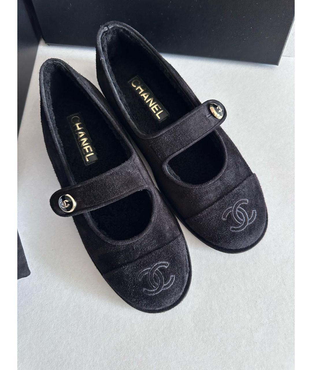 CHANEL Черные замшевые балетки, фото 6