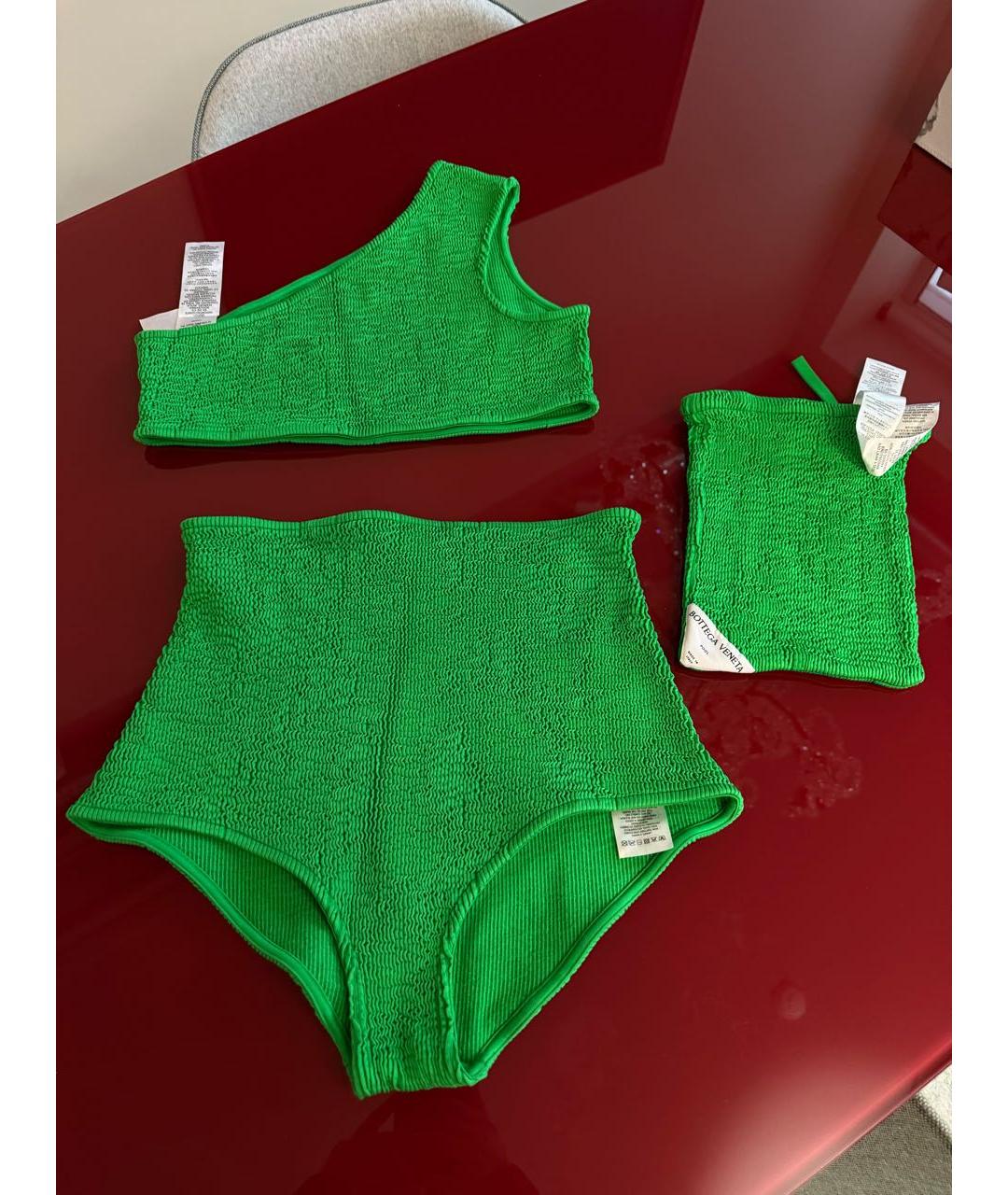 BOTTEGA VENETA Зеленый полиамидовый купальник, фото 5