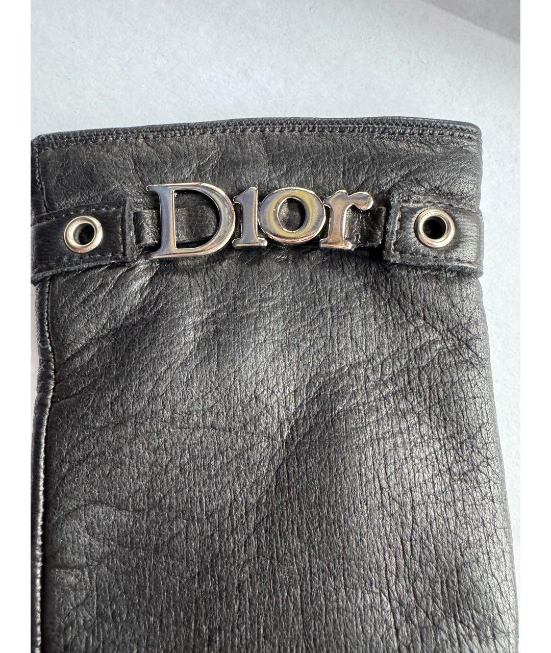 CHRISTIAN DIOR Черные кожаные перчатки, фото 3