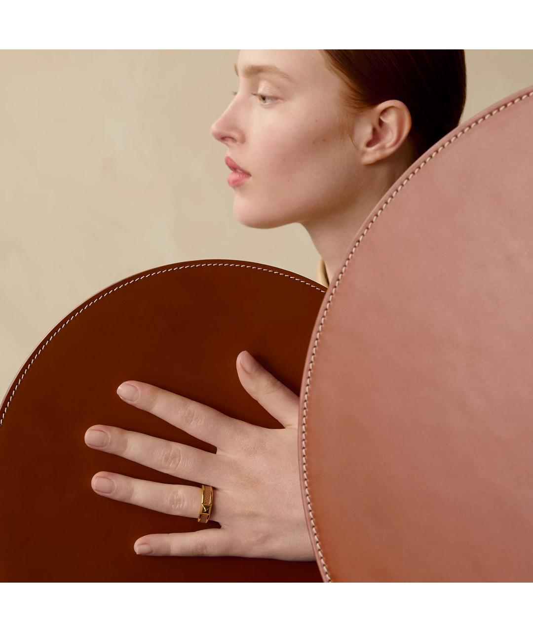 HERMES Золотое металлическое кольцо, фото 2