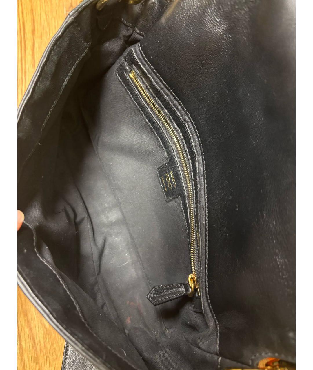 FENDI Черная кожаная сумка через плечо, фото 4