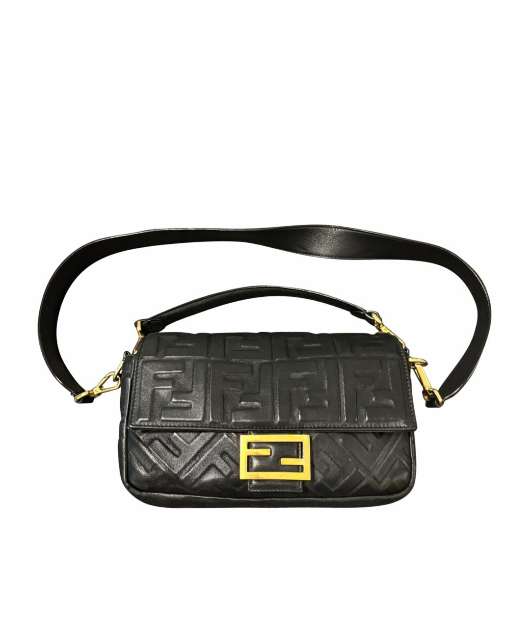 FENDI Черная кожаная сумка через плечо, фото 1