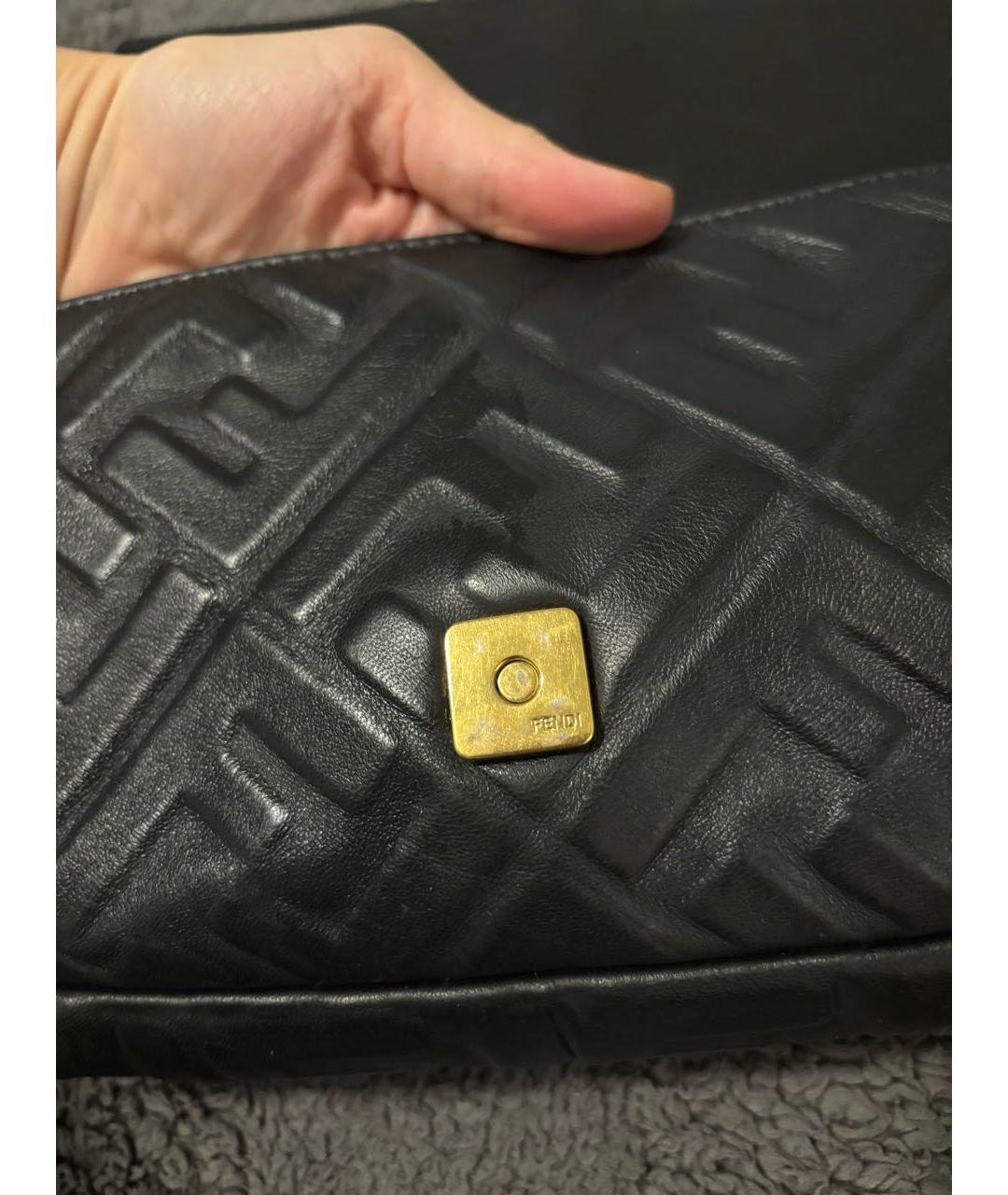 FENDI Черная кожаная сумка через плечо, фото 5