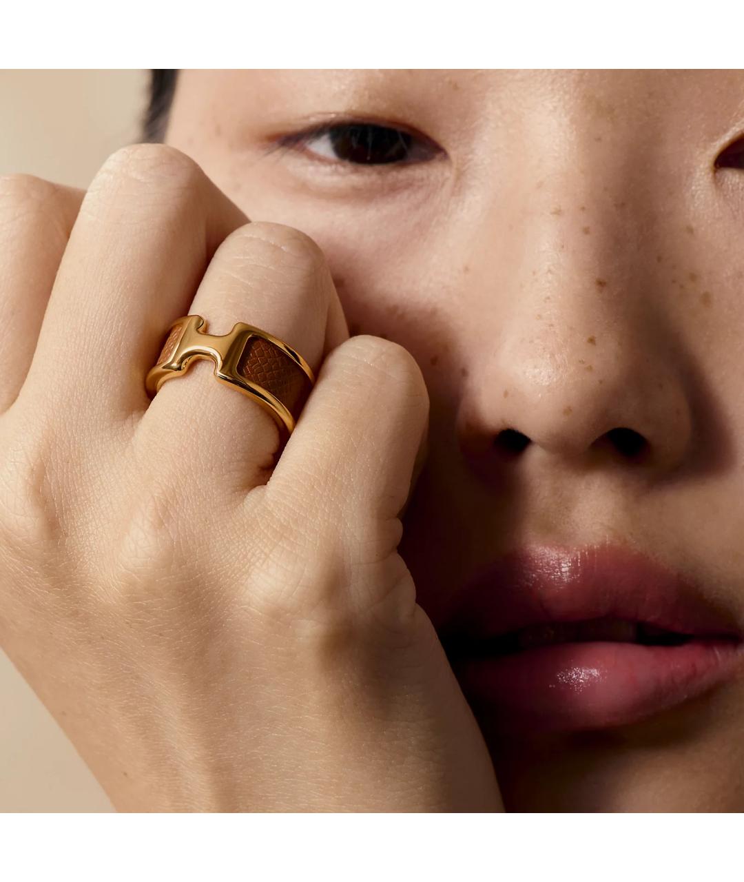 HERMES Золотое металлическое кольцо, фото 2