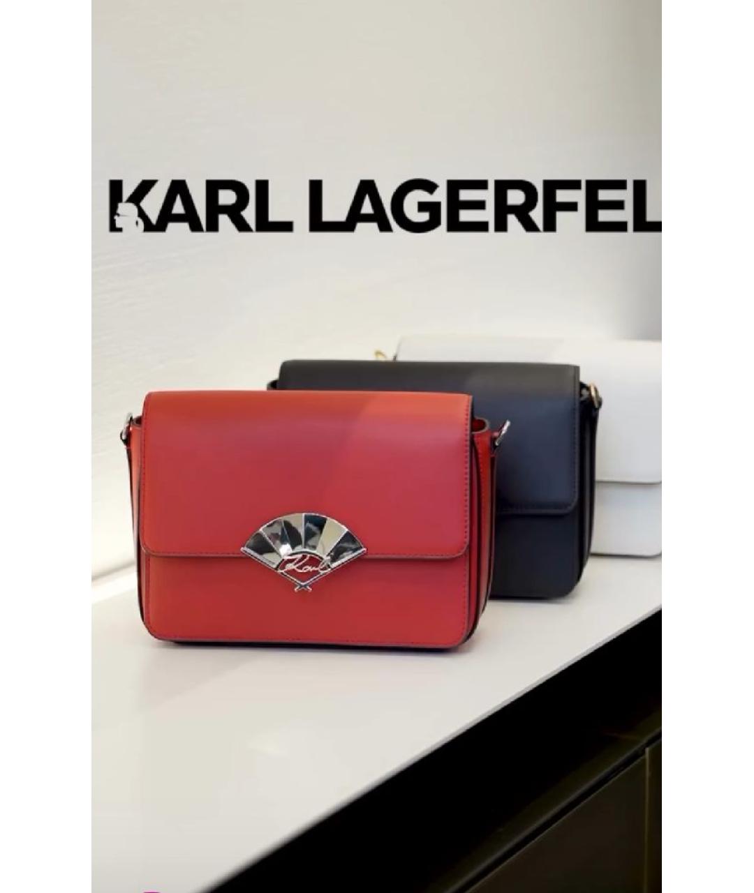 KARL LAGERFELD Красная кожаная сумка через плечо, фото 4