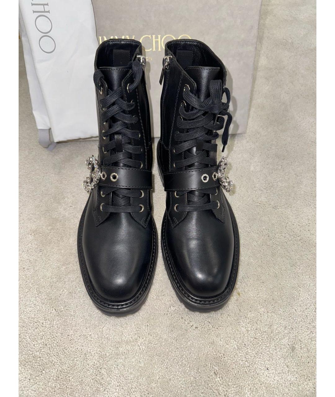 JIMMY CHOO Черные кожаные ботинки, фото 2