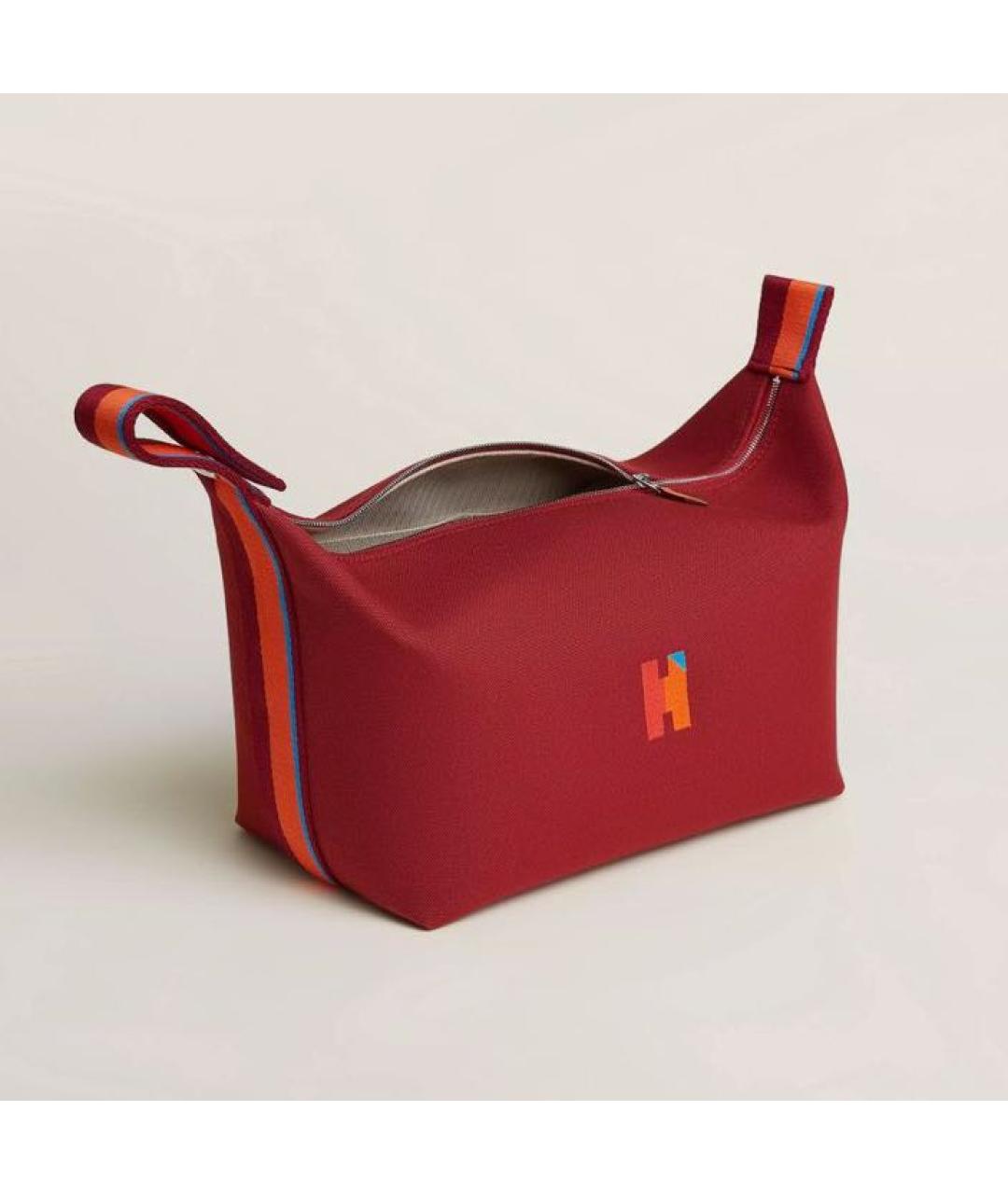 HERMES Бордовая хлопковая косметичка, фото 2