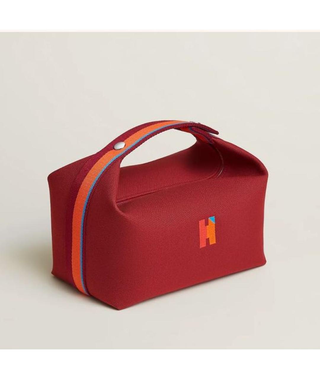HERMES Бордовая хлопковая косметичка, фото 5