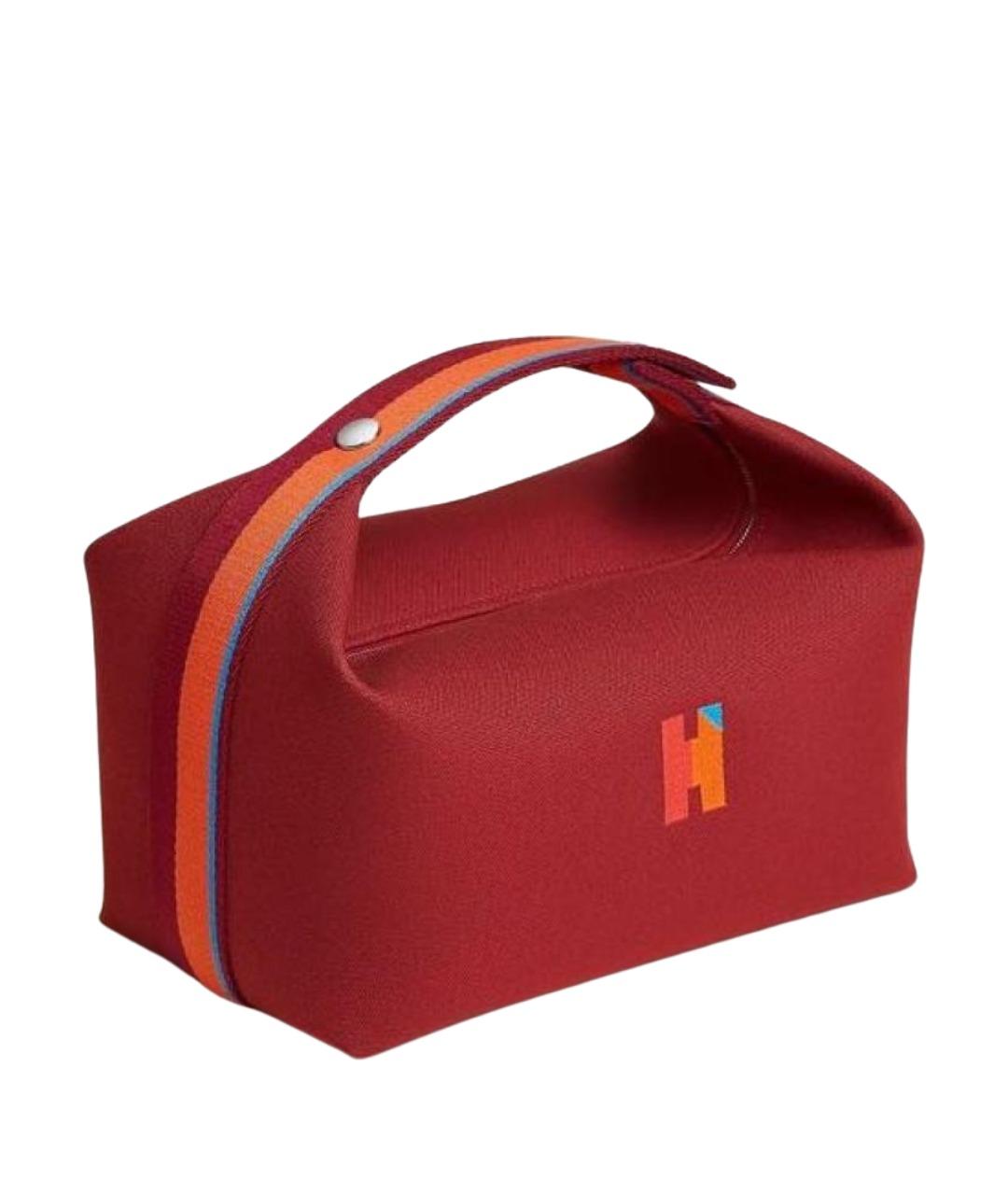 HERMES Бордовая хлопковая косметичка, фото 1