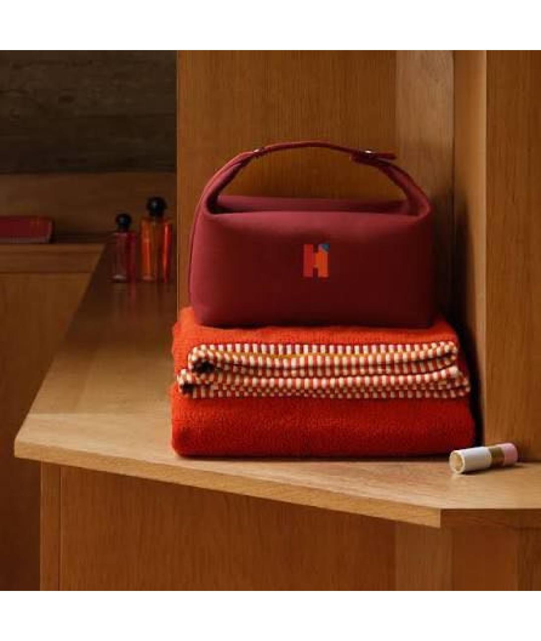 HERMES Бордовая хлопковая косметичка, фото 3