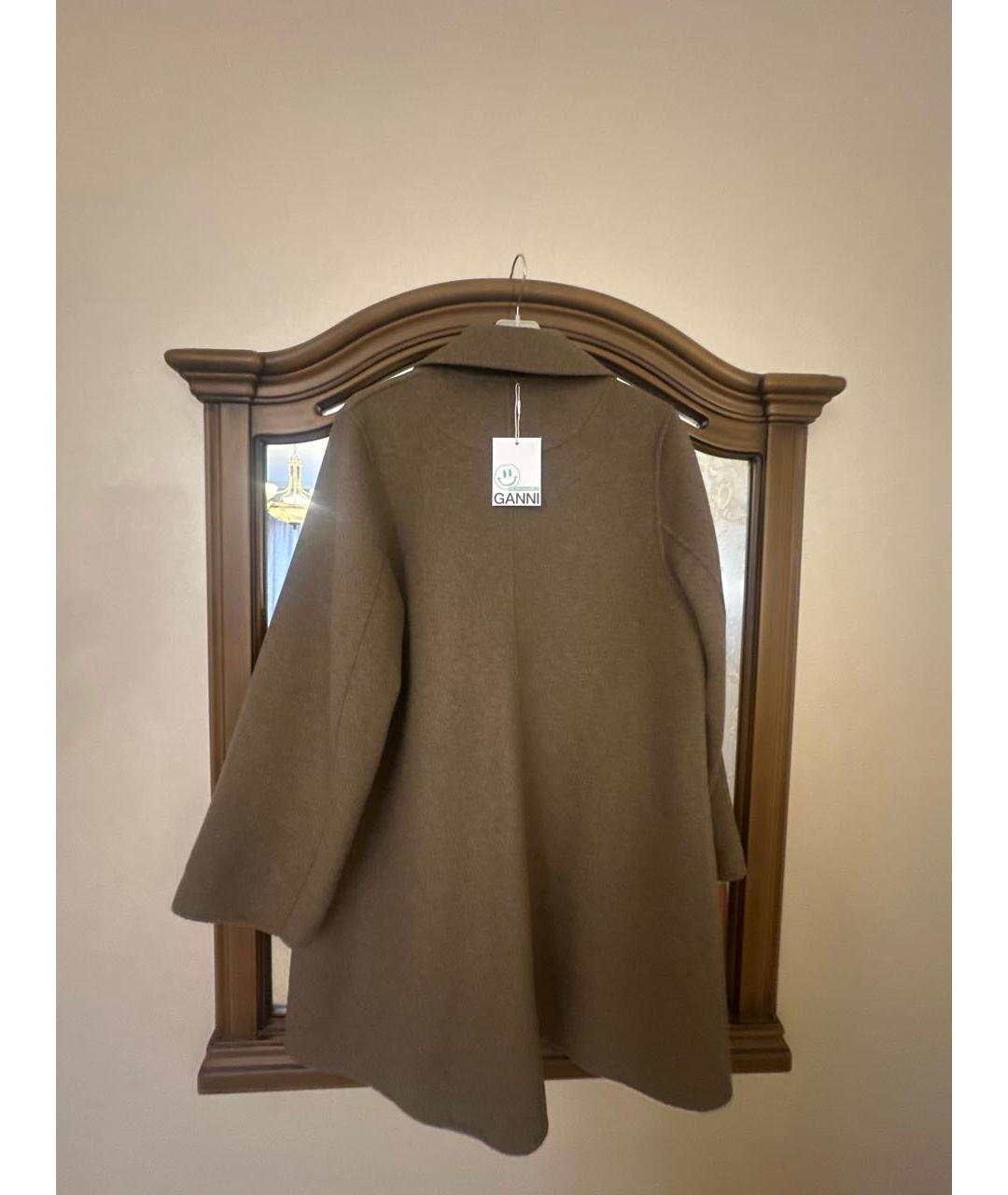 GANNI Коричневое шерстяное пальто, фото 2