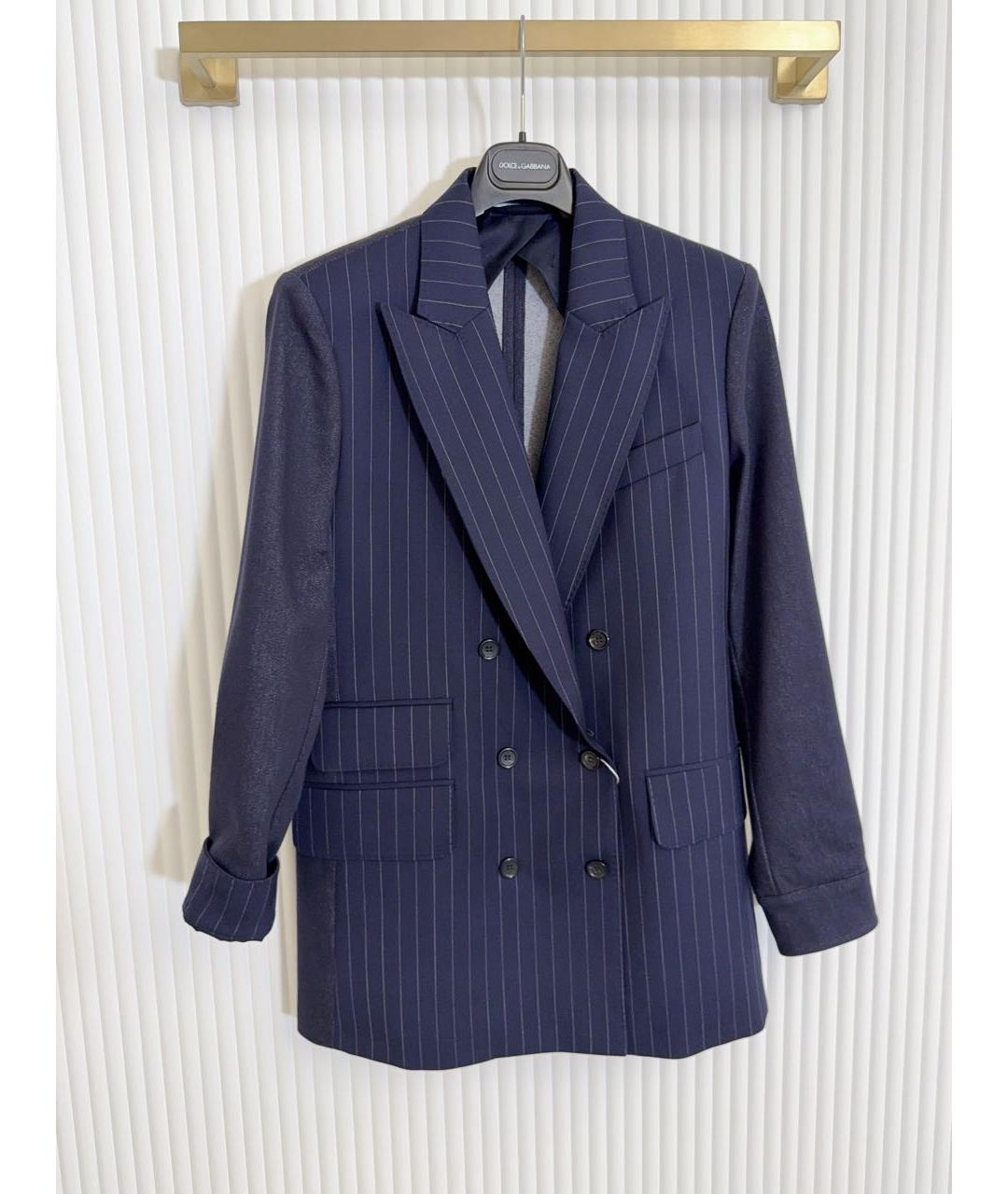 MAX MARA Темно-синий шерстяной костюм с брюками, фото 8