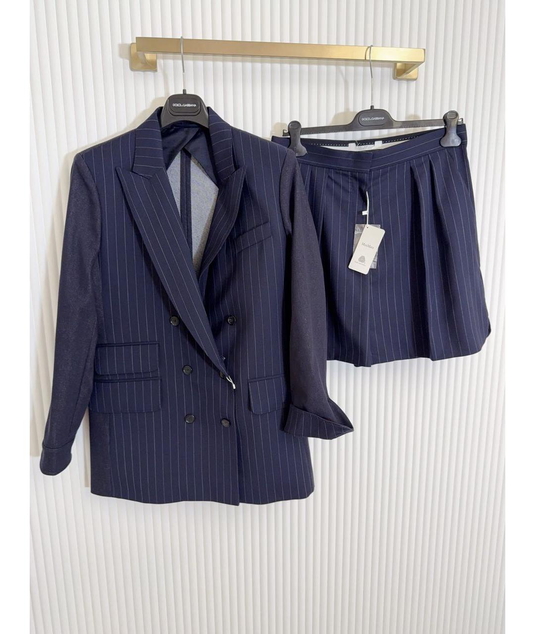 MAX MARA Темно-синий шерстяной костюм с брюками, фото 7