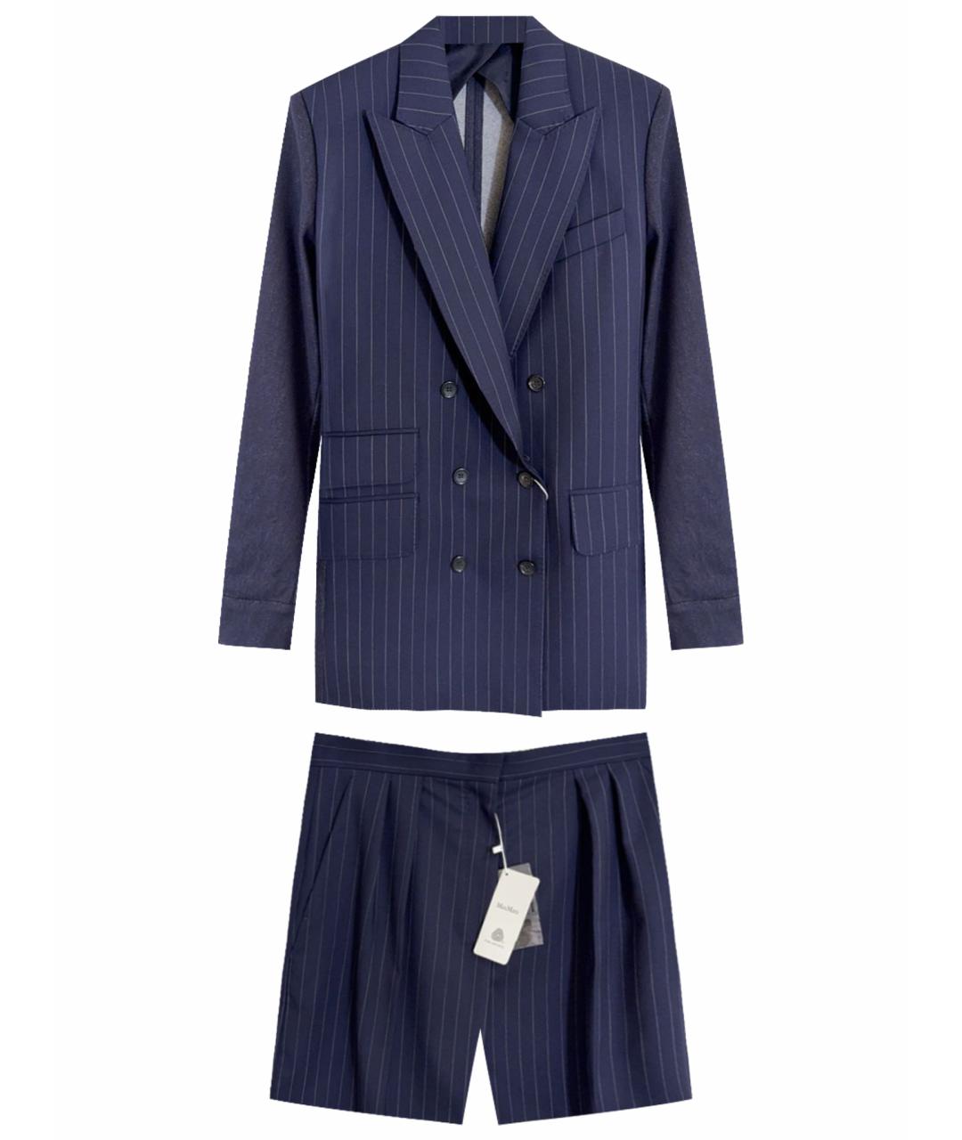 MAX MARA Темно-синий шерстяной костюм с брюками, фото 1