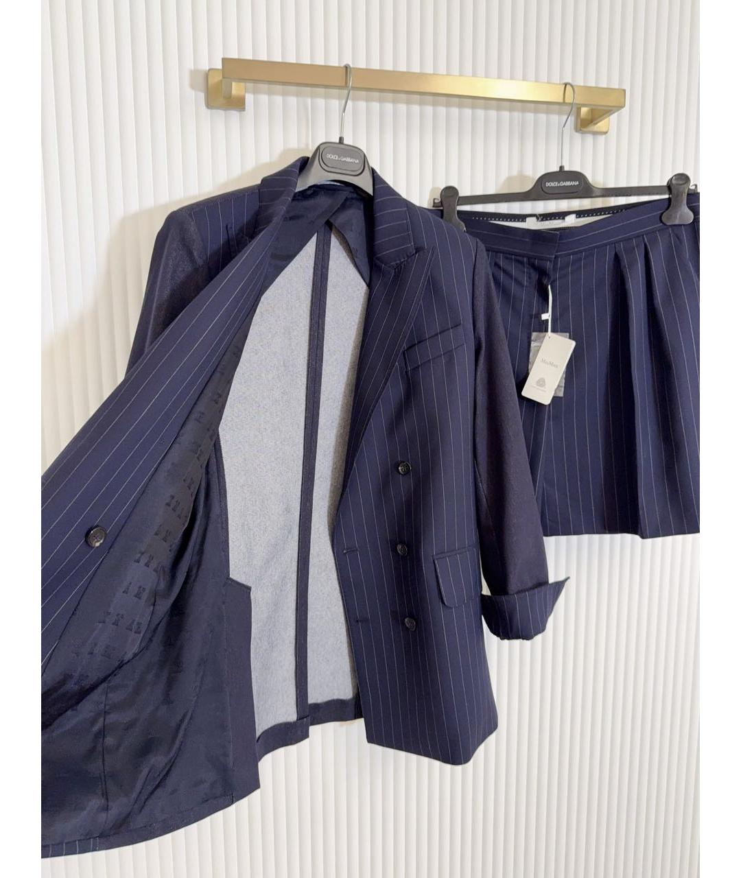 MAX MARA Темно-синий шерстяной костюм с брюками, фото 5