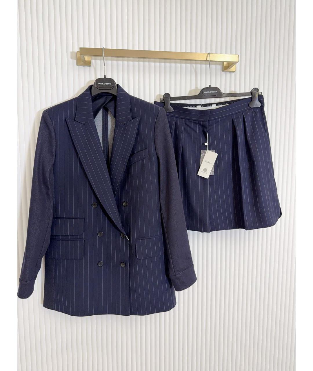 MAX MARA Темно-синий шерстяной костюм с брюками, фото 3