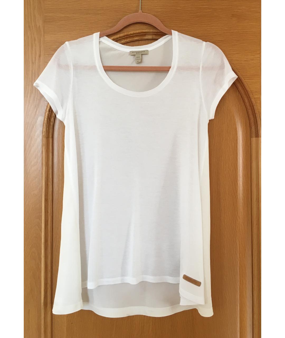 BURBERRY Белая шелковая футболка, фото 9
