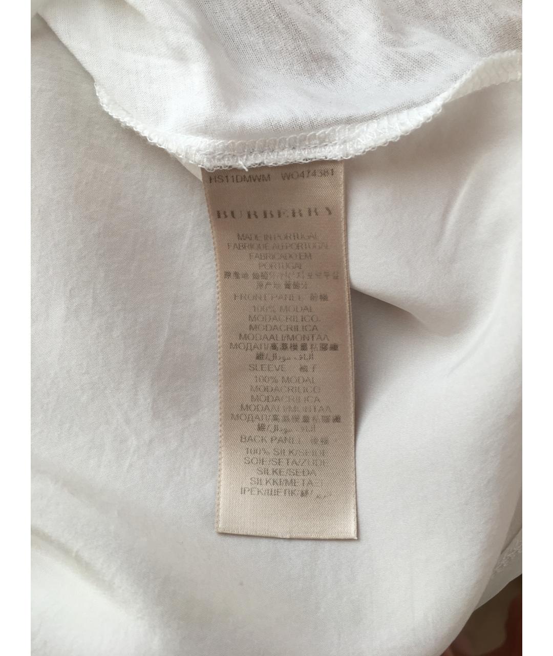 BURBERRY Белая шелковая футболка, фото 5