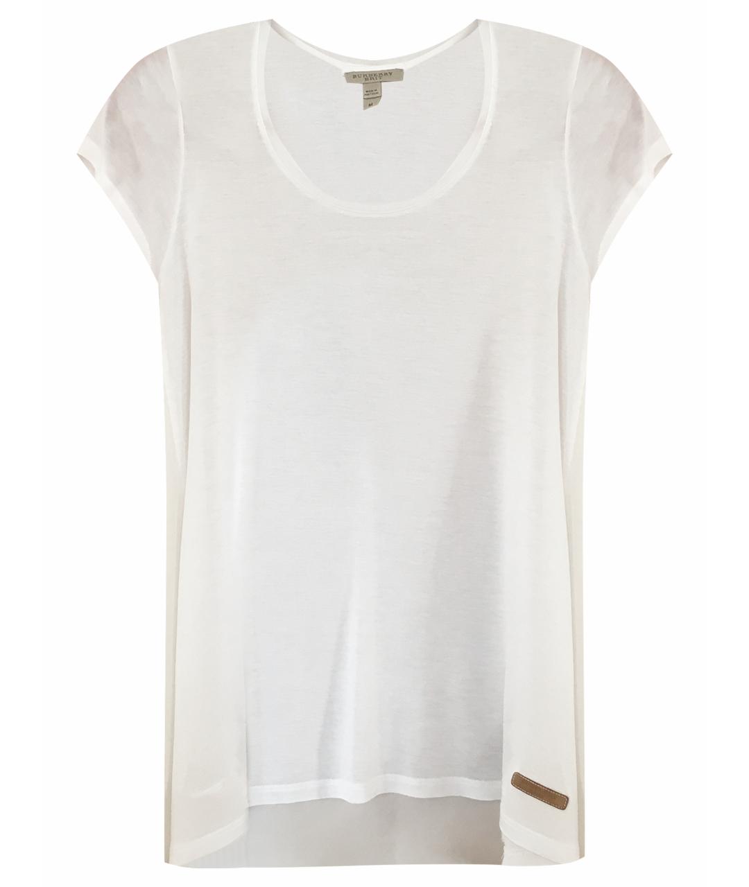 BURBERRY Белая шелковая футболка, фото 1