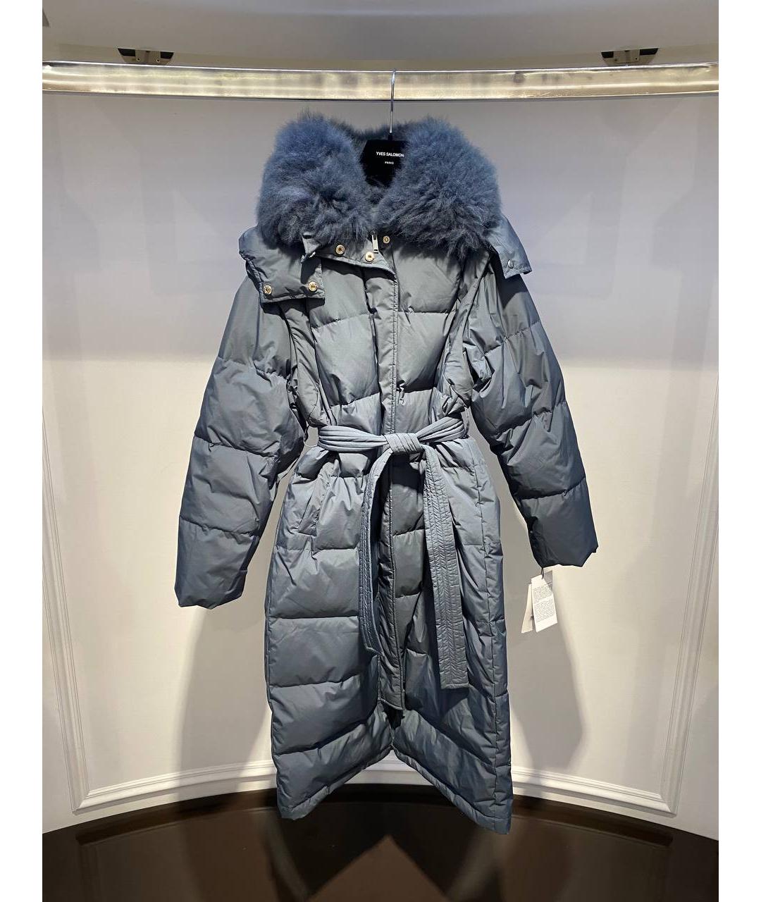 YVES SALOMON Голубая полиэстеровая куртка, фото 3