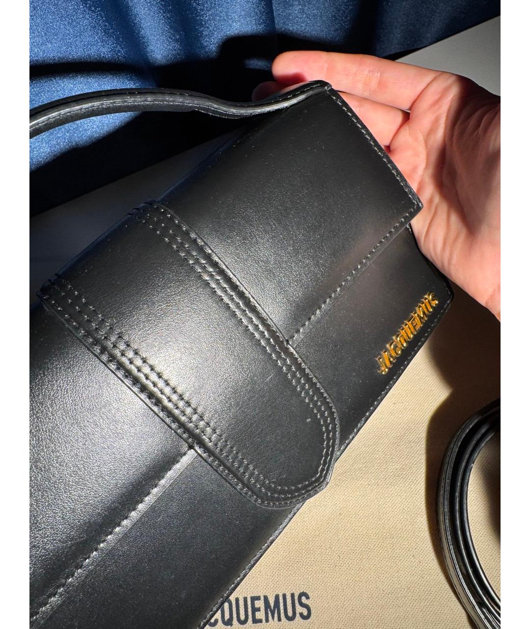 JACQUEMUS Черная кожаная сумка через плечо, фото 3