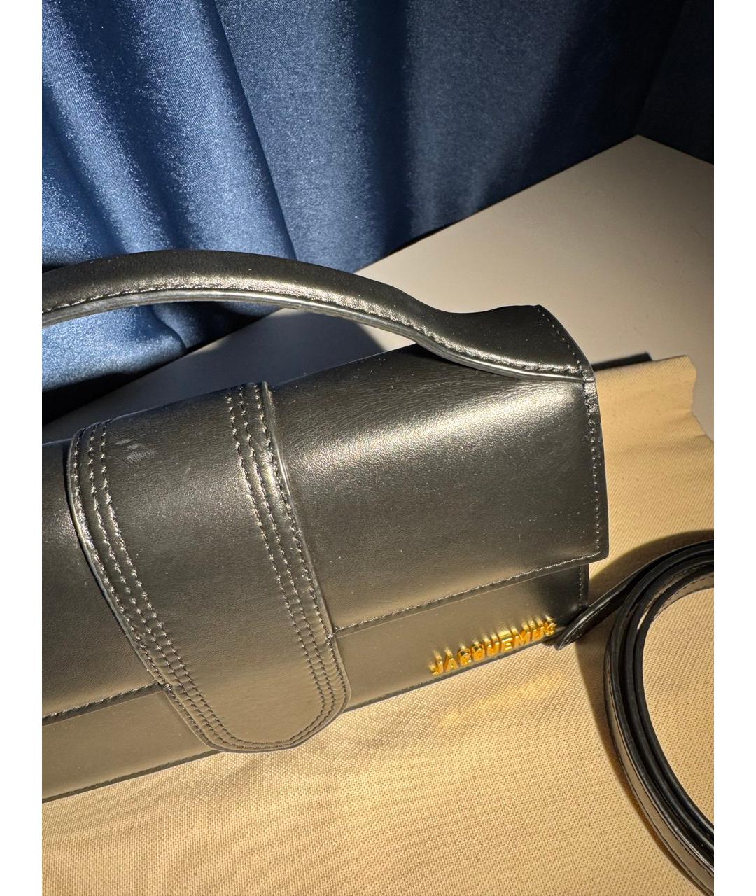 JACQUEMUS Черная кожаная сумка через плечо, фото 4