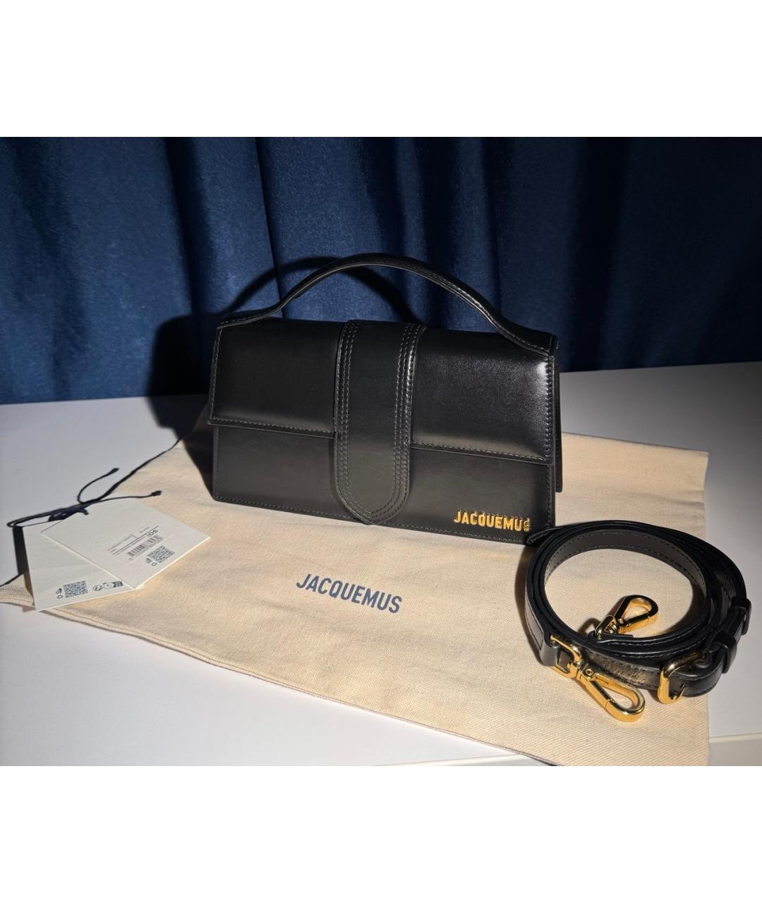 JACQUEMUS Черная кожаная сумка через плечо, фото 2