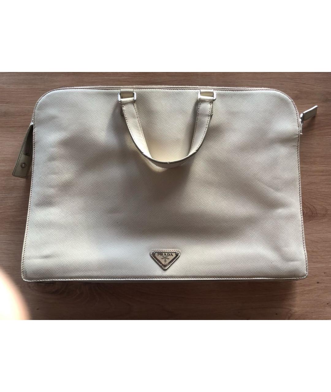 PRADA Бежевая кожаная сумка тоут, фото 7