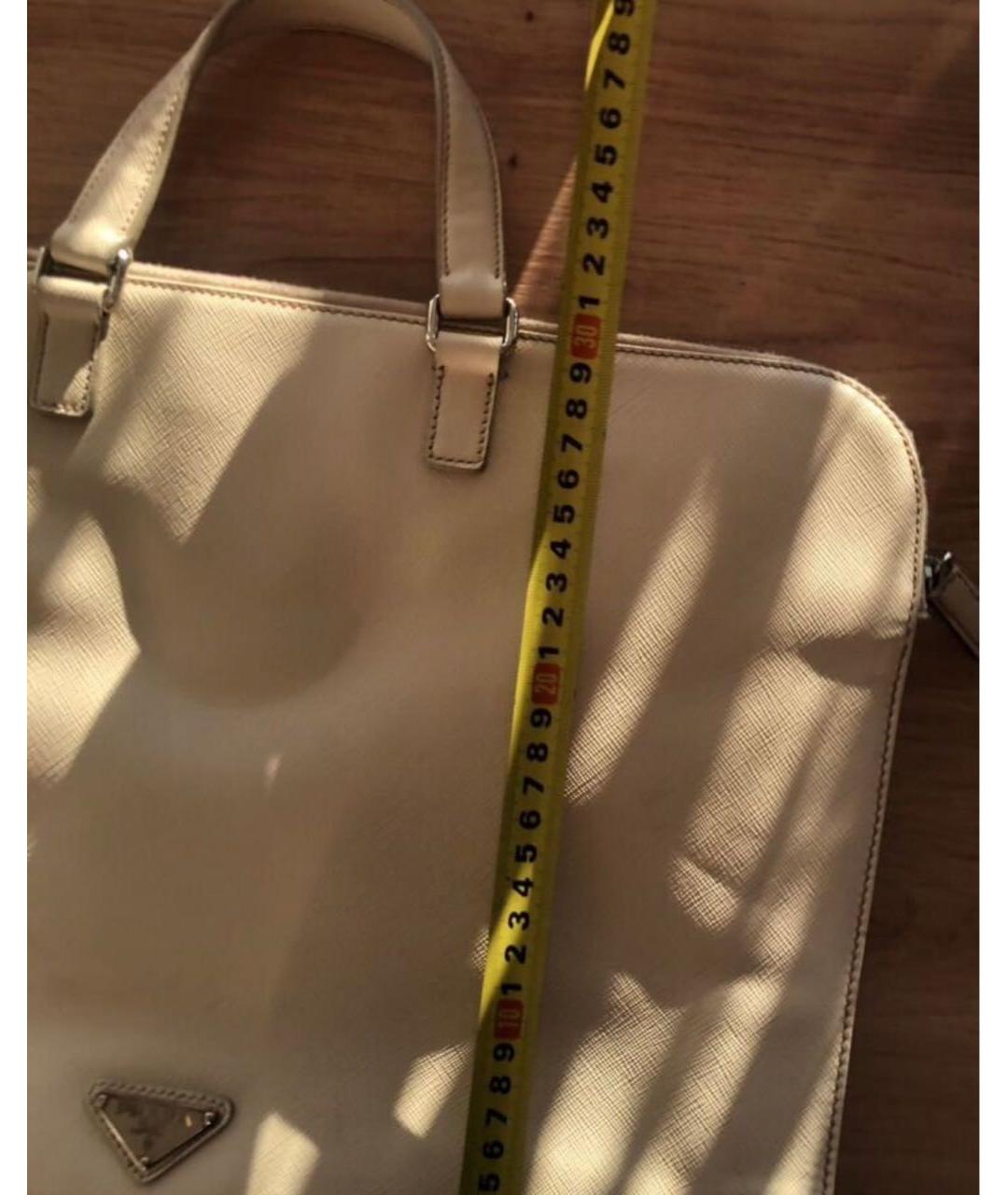 PRADA Бежевая кожаная сумка тоут, фото 3