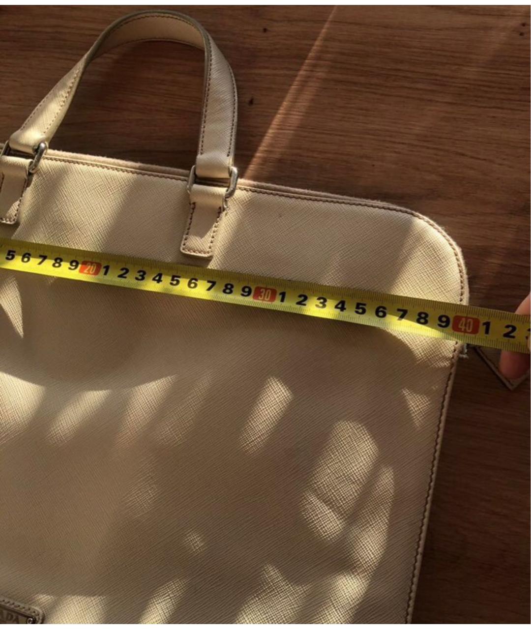 PRADA Бежевая кожаная сумка тоут, фото 2