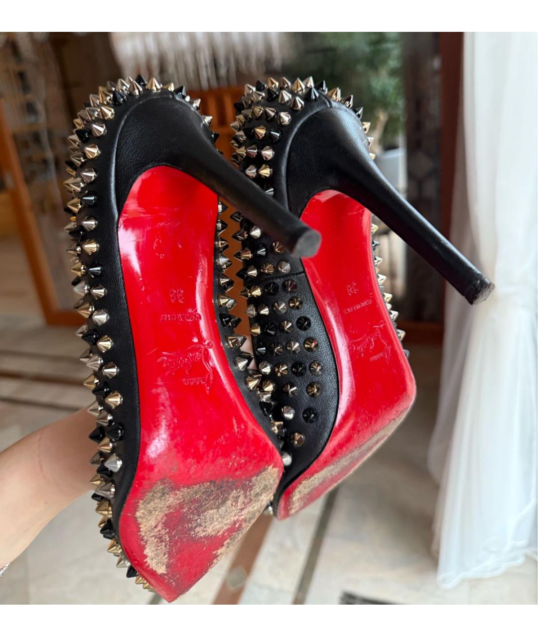 CHRISTIAN LOUBOUTIN Черные кожаные туфли, фото 6