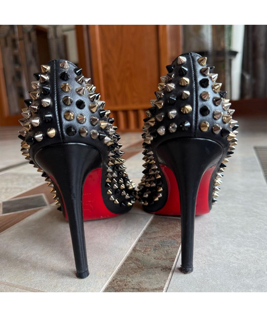 CHRISTIAN LOUBOUTIN Черные кожаные туфли, фото 4