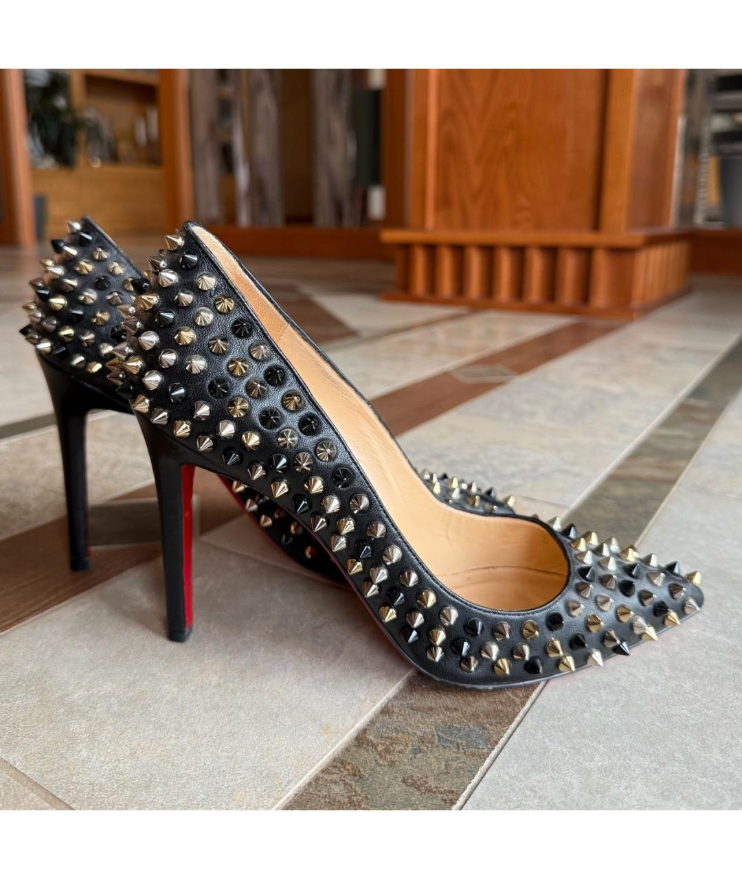 CHRISTIAN LOUBOUTIN Черные кожаные туфли, фото 3