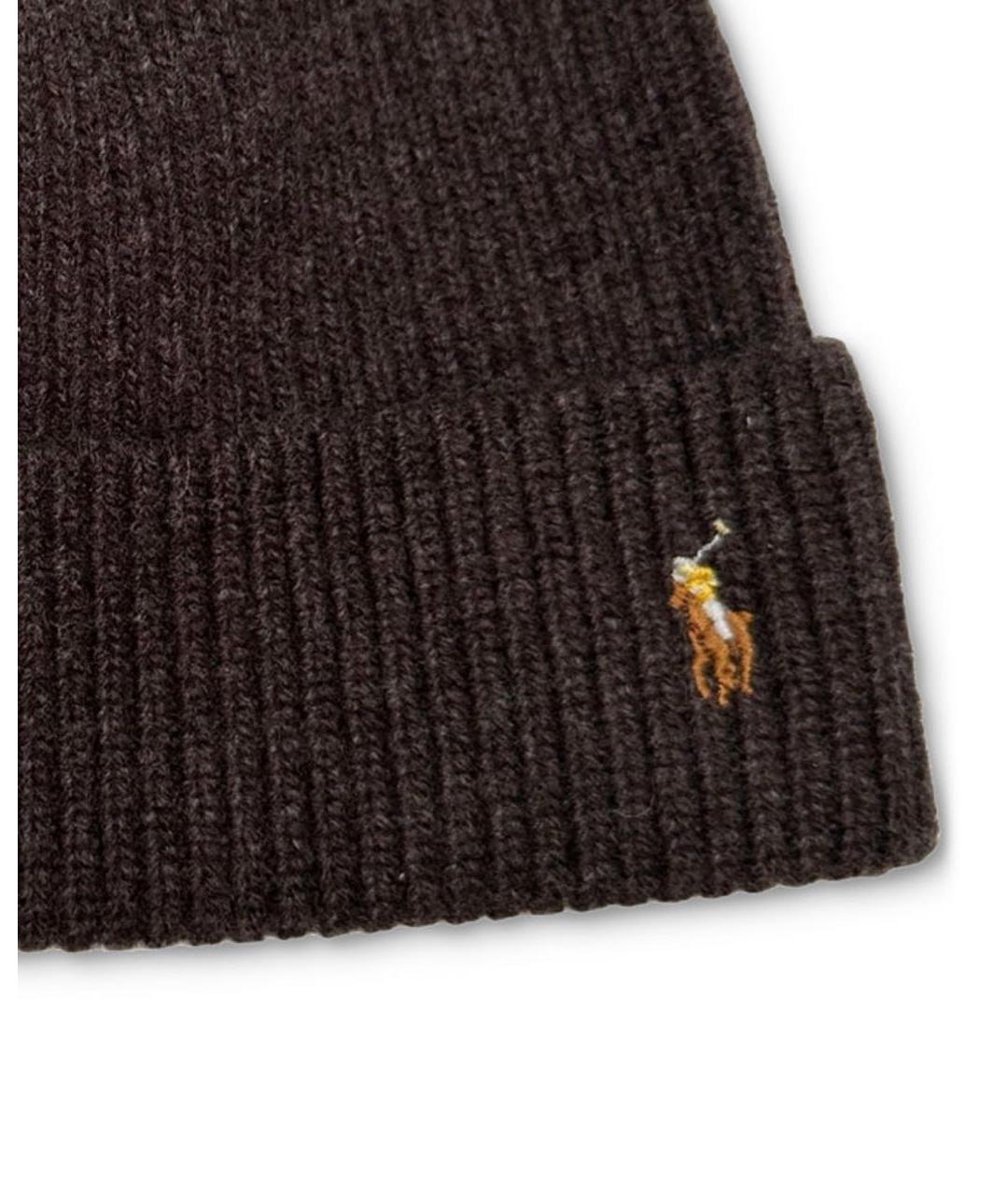 POLO RALPH LAUREN Коричневая шерстяная шапка, фото 2