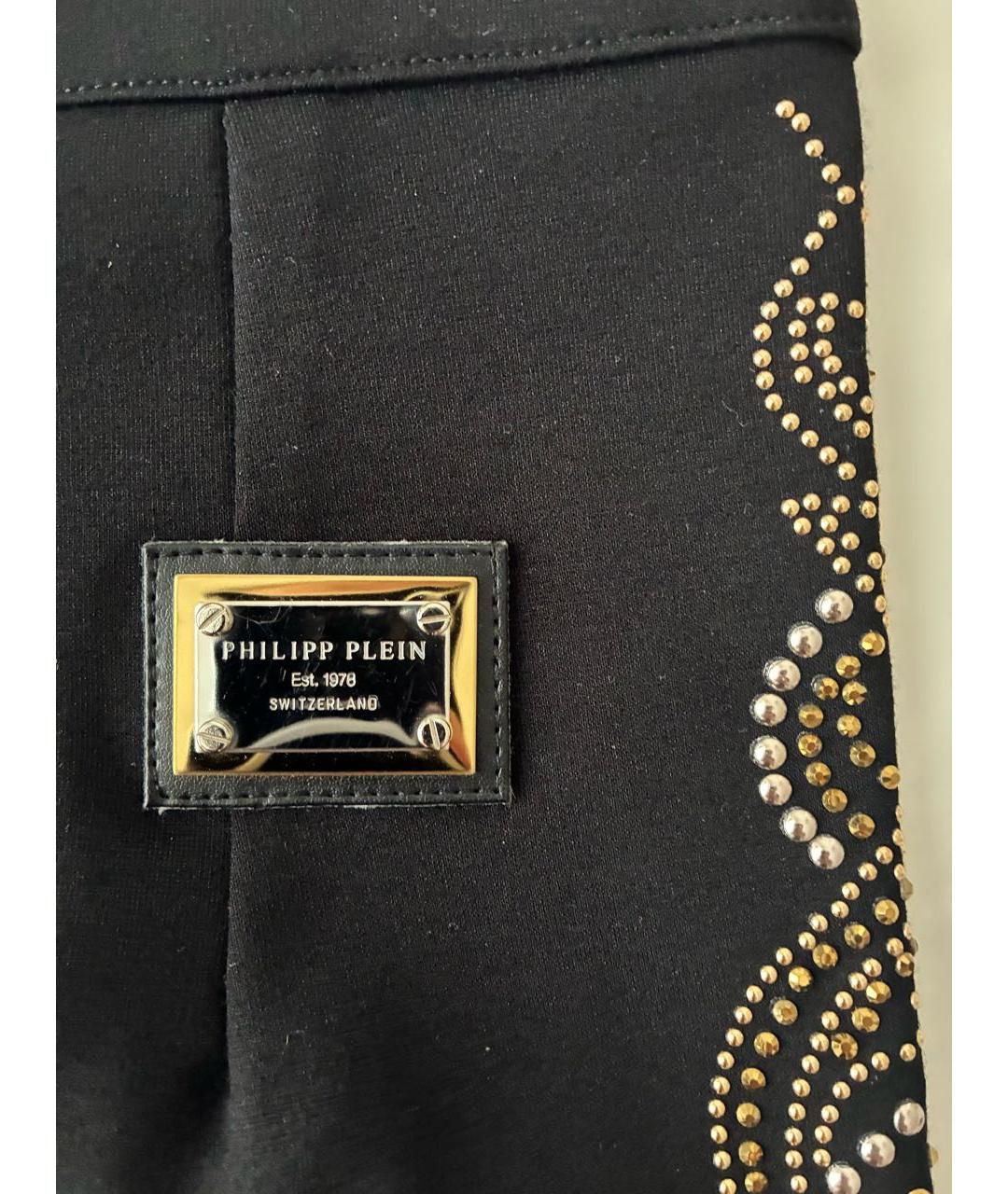 PHILIPP PLEIN Черные вискозные леггинсы и велосипедки, фото 6