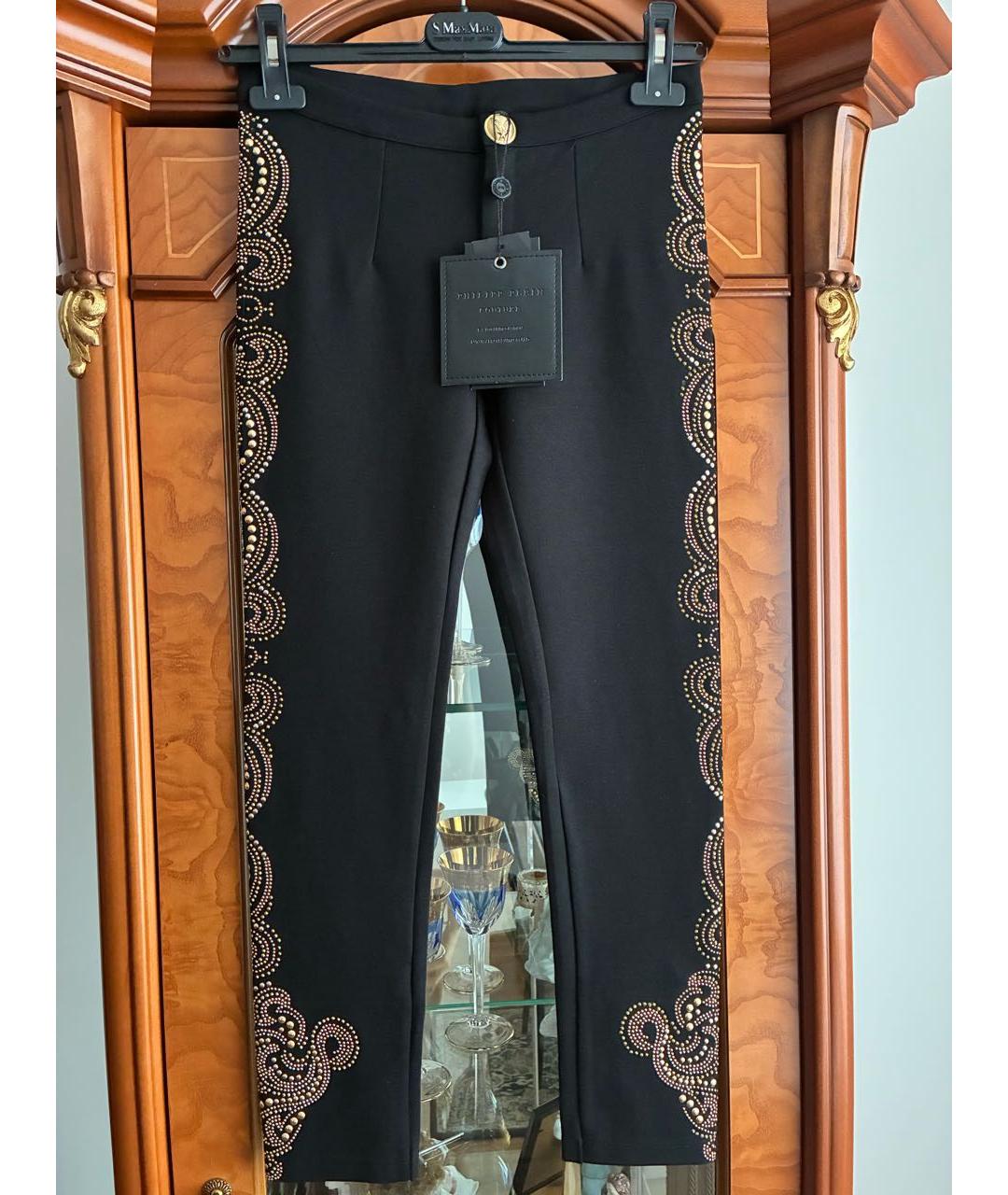 PHILIPP PLEIN Черные вискозные леггинсы и велосипедки, фото 3