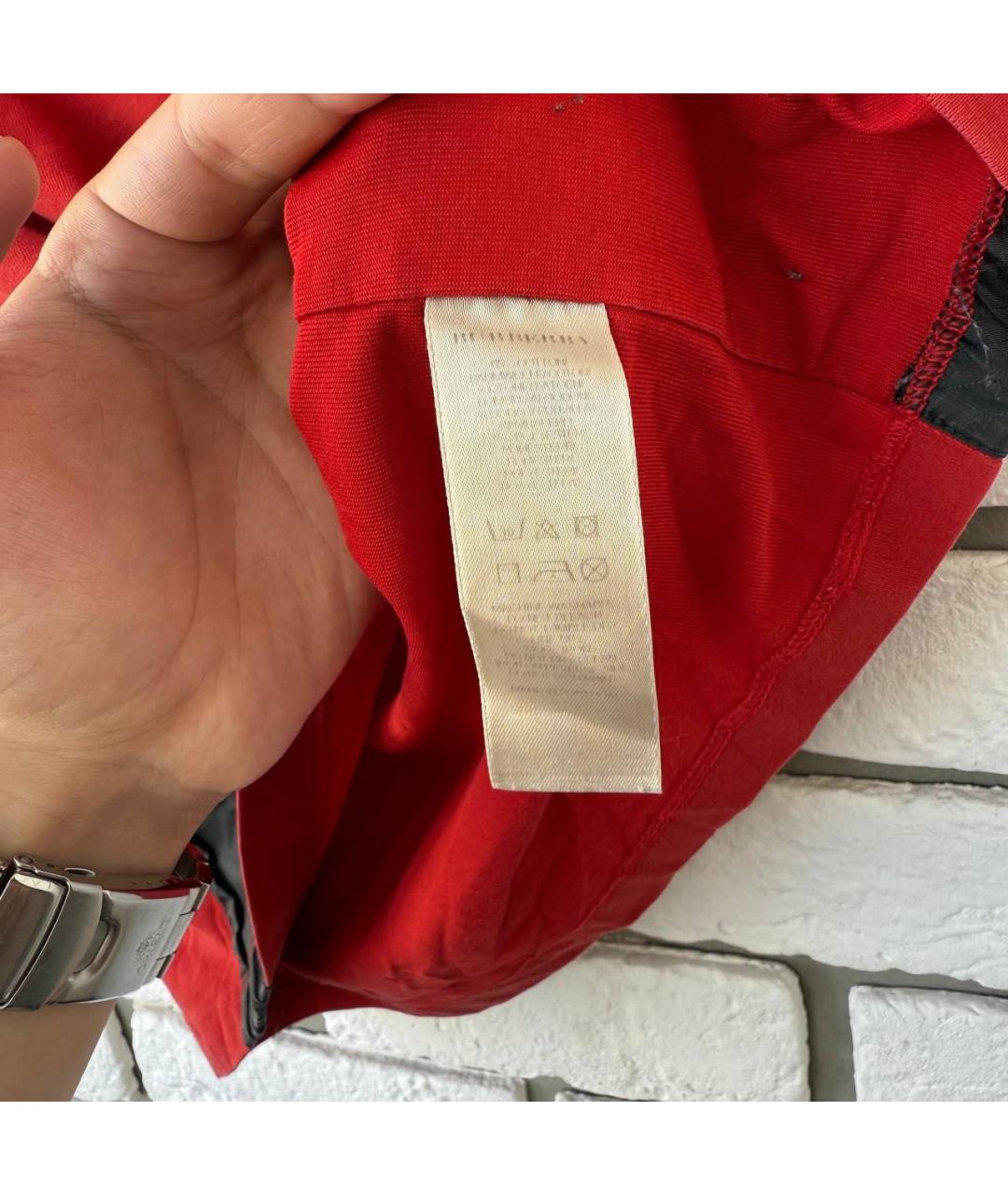 BURBERRY Красная хлопковая футболка, фото 4