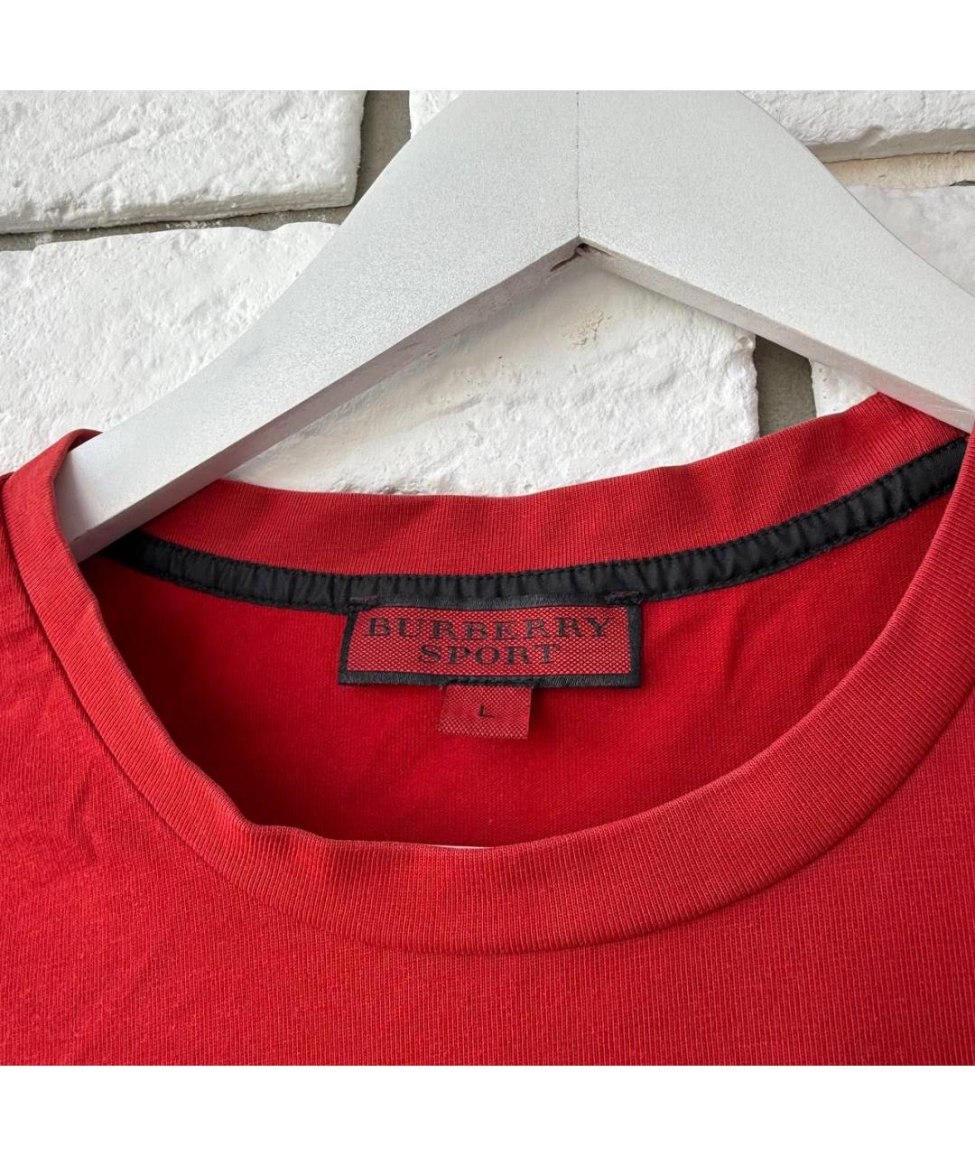 BURBERRY Красная хлопковая футболка, фото 2